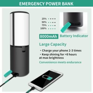JINHODY Rechargeable LED Lantern – 8000mAh Solar Powered, 4000LM Camping Lights for Indoor/Outdoor Use, USB Charging, Emergency Flashlight