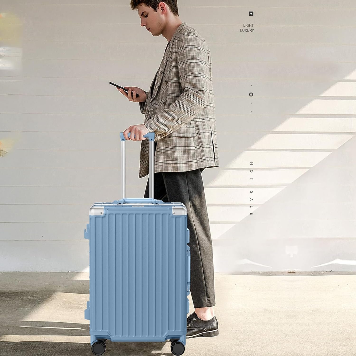 AnyZip Carry On Luggage PC+ABS Aluminum Frame Zipperless Luggage Hard Shell Suitcase with TSA Lock Double Spinner Wheels 20 Inch Haze Blue - Image 8