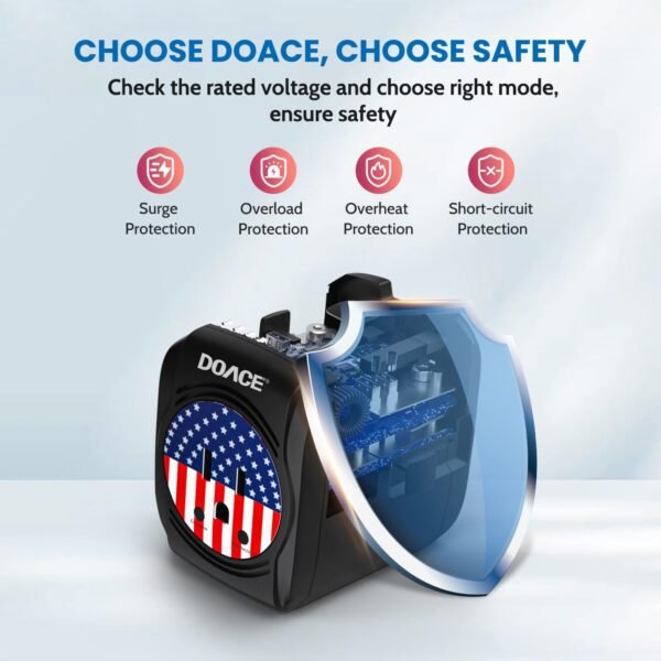 DOACE 2000W 220V to 110V Converter, Travel Voltage Converter Adapter Combo for Hair Dryer Straightener Curling Iron Laptop Tablet Cell Phone Camera, 10A Power Plug Adapters US to Europe/UK/AU/Asia - Image 4
