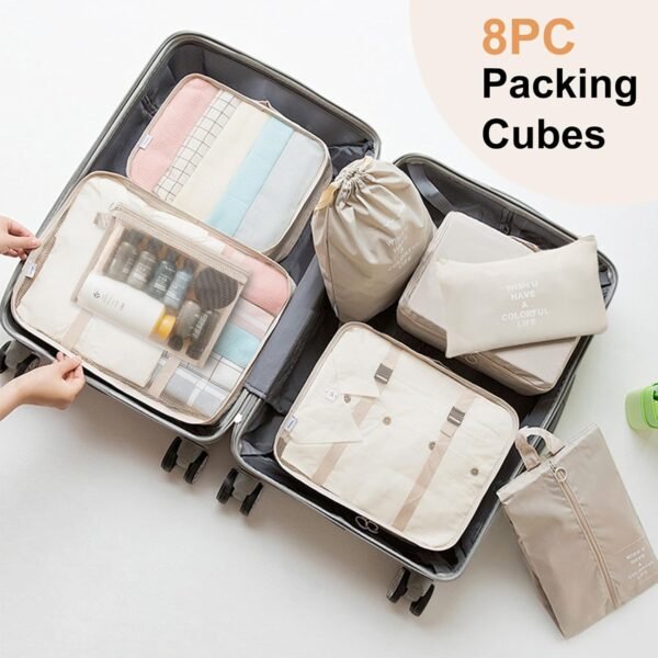 8 Set Packing Cubes for Travel Suitcase Organizer Bags Luggage Packing Cubes Set Travel Essentials Accessories Gifts for Women - Image 2