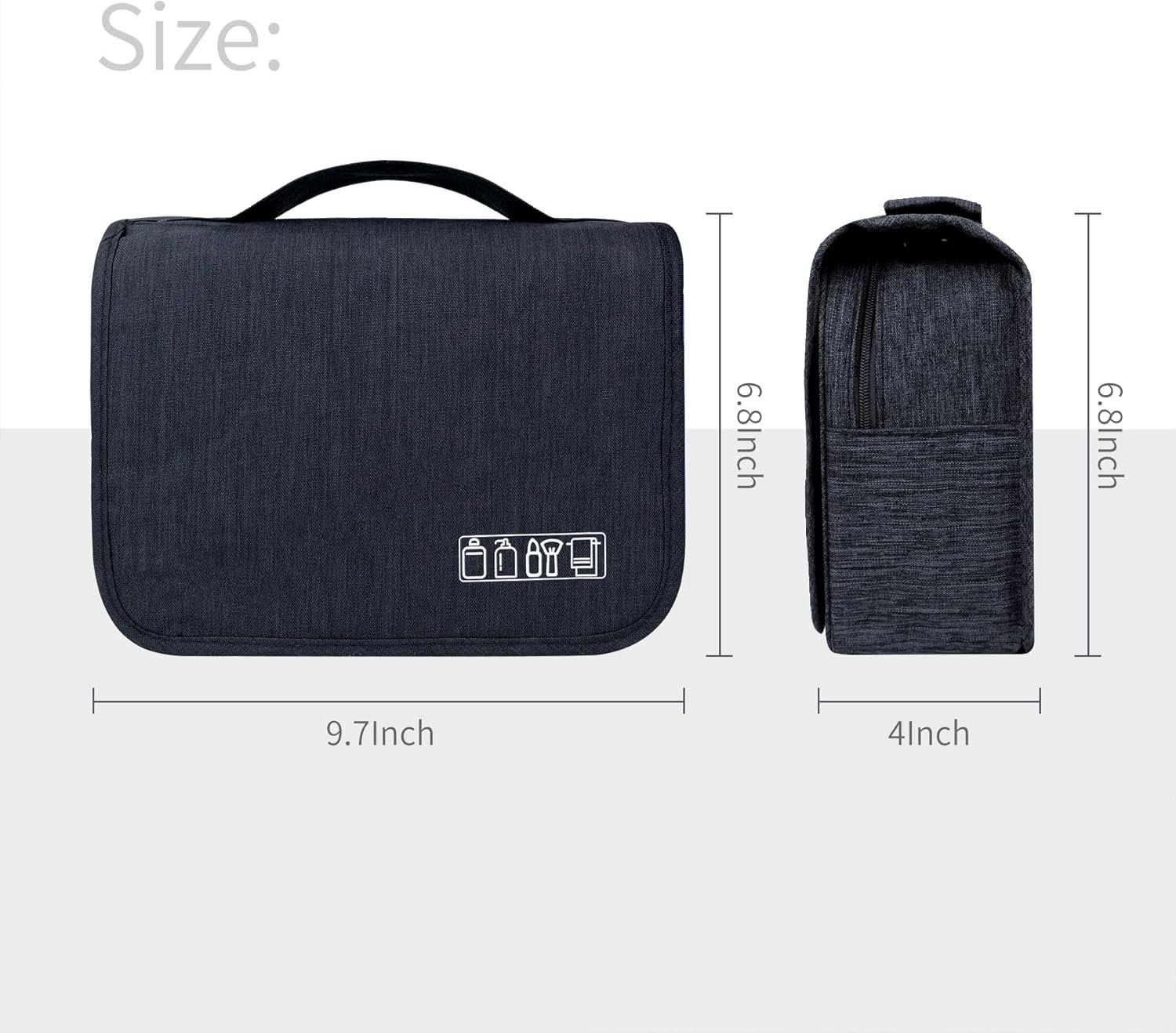 Large Capacity Toiletry Bag Travel Bag with Hanging Hook for Men and Women Waterproof Travel Cosmetic Bag Bathroom Storage Bag for Brushes Set,Full-Sized Shampoo,Toiletries,Accessories-Black - Image 3