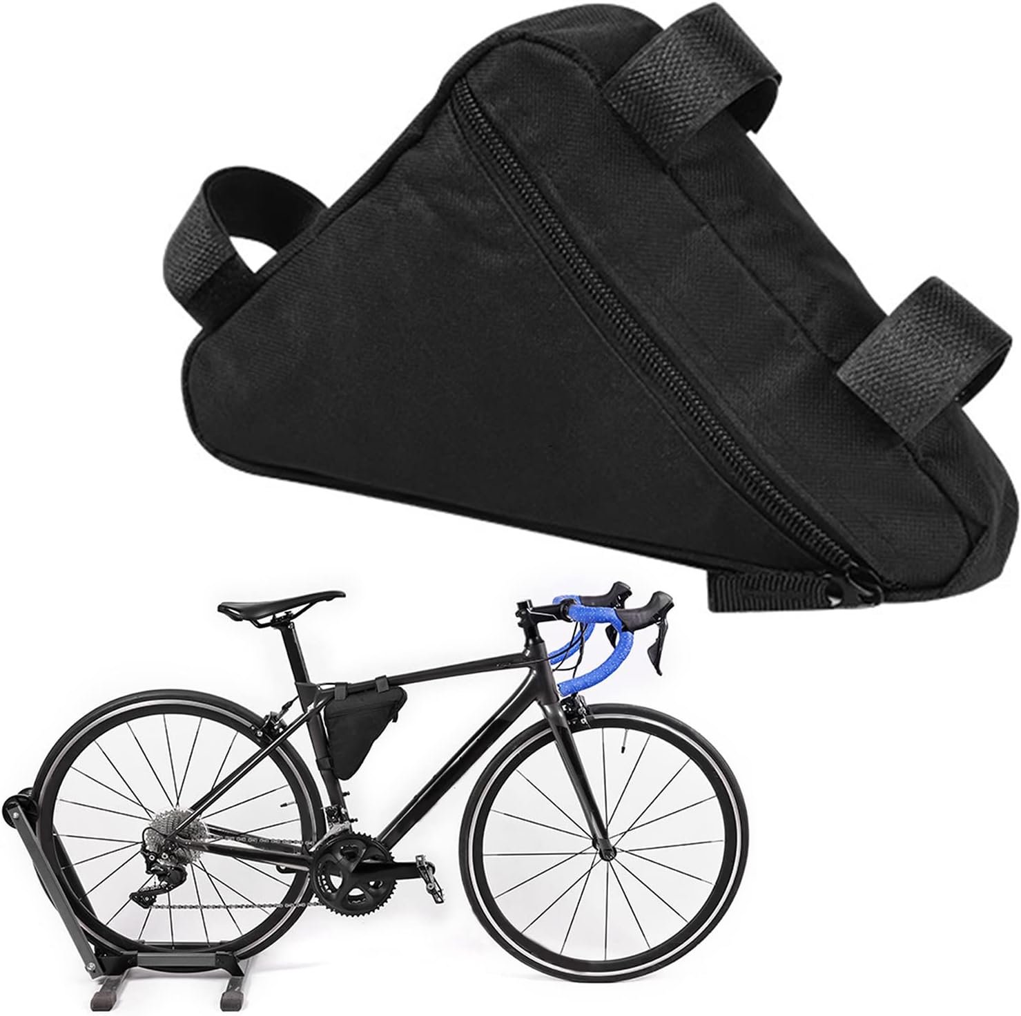 Bike Top Tube Bag Waterproof Bicycles Front Frame Energy Cycling Pack Phone Pouch for Riding Mountain Bikes Top Tube Cycling Bags Triple-cornered Corner Waterproof Triangle - Image 2