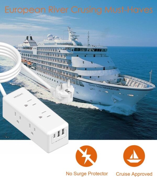 European Travel Plug Adapter with USB, WRXDMC Adapters for Travel Europe, US to Europe International Power Adapter Travel Essentials with 6 Outlets 3 USB for EU Spain France Germany Iceland Greece - Image 5