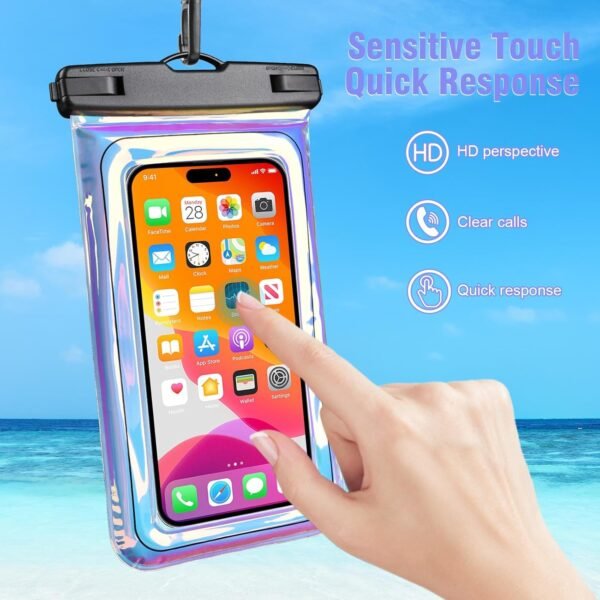 Waterproof Phone Pouch Floating - Waterproof Phone Case- Float Cell Phone Dry Bag for iPhone 15 14 13 12 11 Pro Max, Galaxy S24 S23 S22 Ultra Google, Up to 7.5" Phones -Dazzling Colorful Purple - Image 4