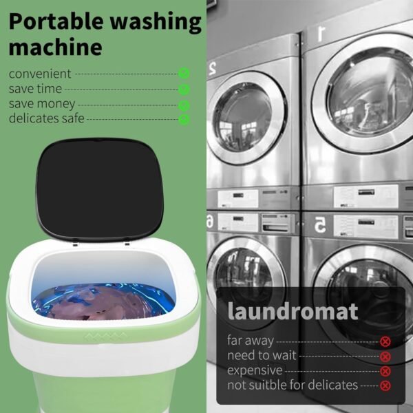 Portable Washing Machine, Mini 16L Foldable Washer and Dryer with 3 Modes Deep Cleaning, Upgraded Small Collapsible Laundry for Travel, Apartment, Home, Hotel and camping - Image 6