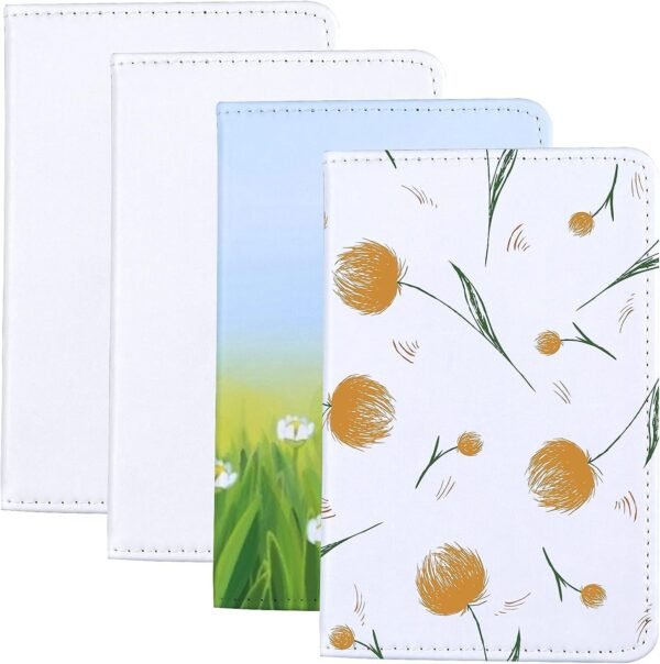 4-Piece DIY Sublimation Passport Holder Covers, PU Leather, RFID Blocking, Black, Unisex, Minimalist Style, 5 Compartments, 3 Card Slots, Boarding Pass Pocket - Image 2