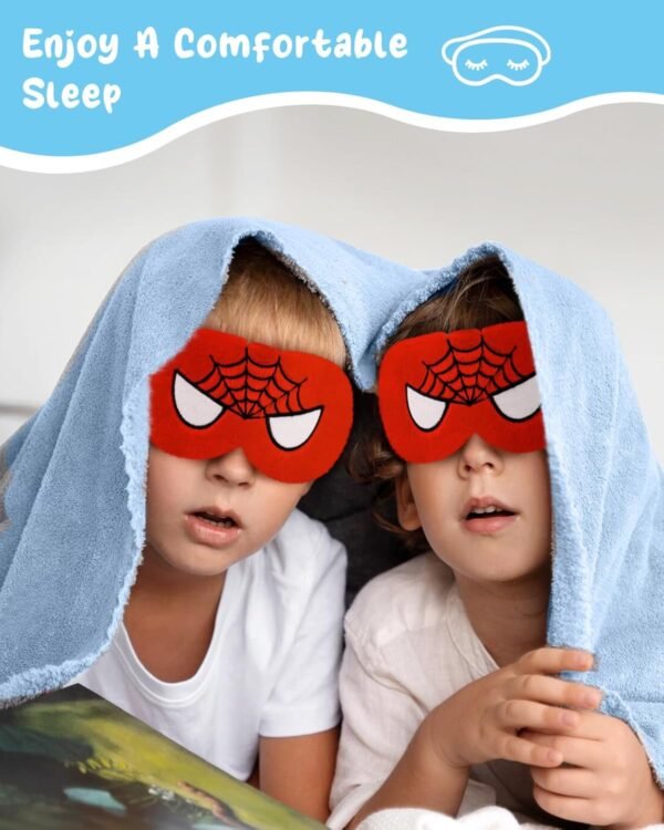 Sleep Mask for Kids - Cute Cartoon Plush Fuffy Sleeping Eye Cover Red Kawaii Soft Eyeshade with Adjustable Strap Animal Eye Blindfold for Kids Girls Boys Teens - Image 6