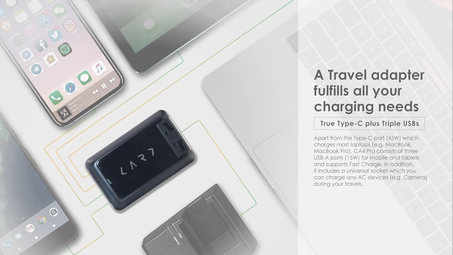 CARD Travel Adapter 4-Pro (Type C+3 USB Ports) (Black) - Image 6