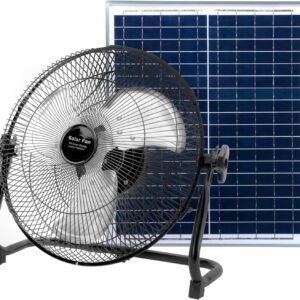 14 Inch Portable Rechargeable Table Fan with Solar Panel Powered and AC Charger Dual Input for Household, Camping, Fishing Outdoors