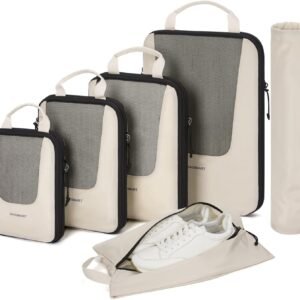 BAGSMART Compression Packing Cubes for Travel, 6 Set/4 Set Packing Cubes for Suitcases, Compression Suitcase Organizer Bags Set for Travel Essentials, Lightweight Packing Organizers