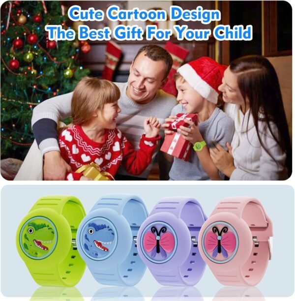 for Airtag Bracelets for Kids Waterproof - (4 Pack) Soft Silicone Air Tag Hidden Wristband, Lightweight GPS Tracker Compatible with Apple AirTag Watch Band for Child Cartoon - Image 2