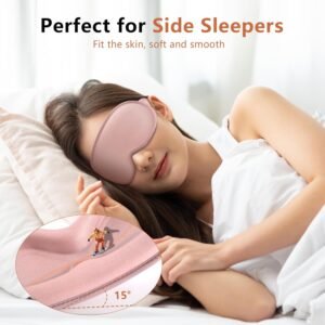 Sleep Mask for Side Sleeper Women Men, Eye Mask for Sleeping Light Blocking, 3D Contoured Cup Sleeping Mask, Soft Breathable Sleep Eye Mask with Adjustable Elastic Strap for Travel