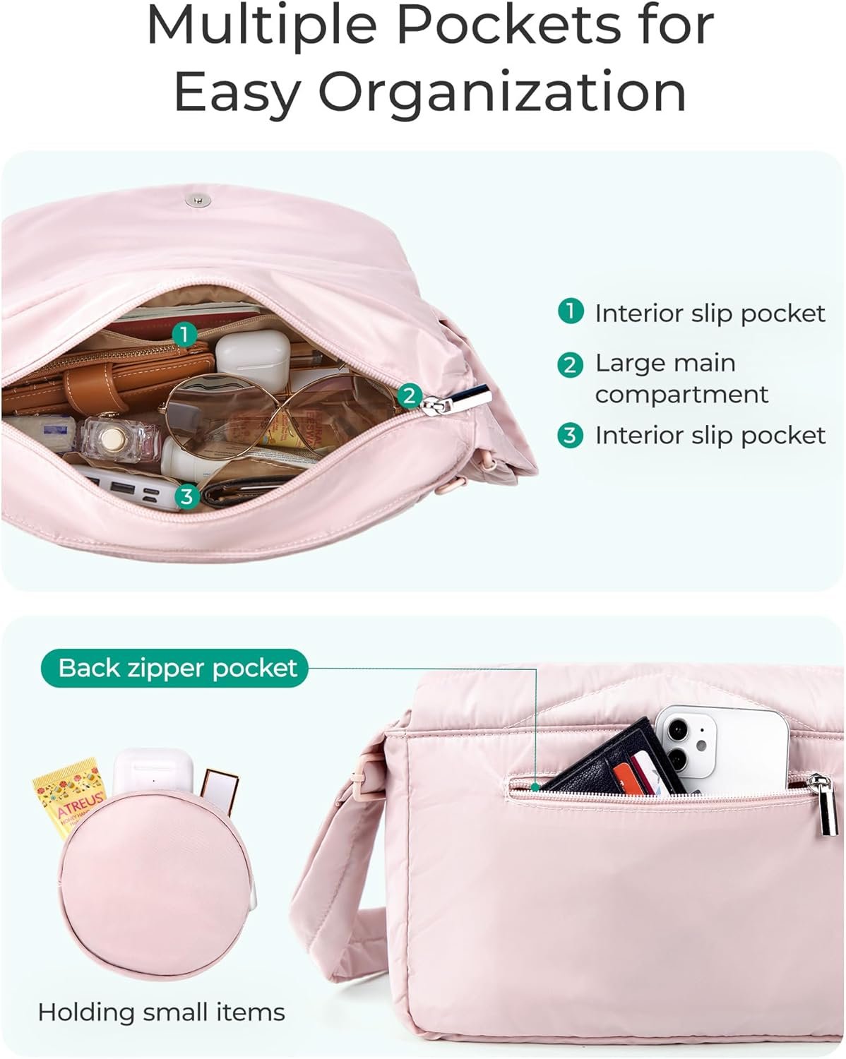 BAGSMART Crossbody Bags for Women, Quilted Puffer Shoulder Bag, Handbag Small Purses for women - Image 5