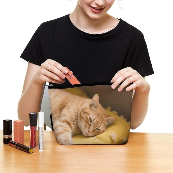 Waterproof Travel Makeup Bag Case Organizer, PU Leather Cozy Cat Cosmetic Bags, Small Toiletry Case Cute, Portable Zipper Pouch for Women Men, Travel Accessories - Image 6