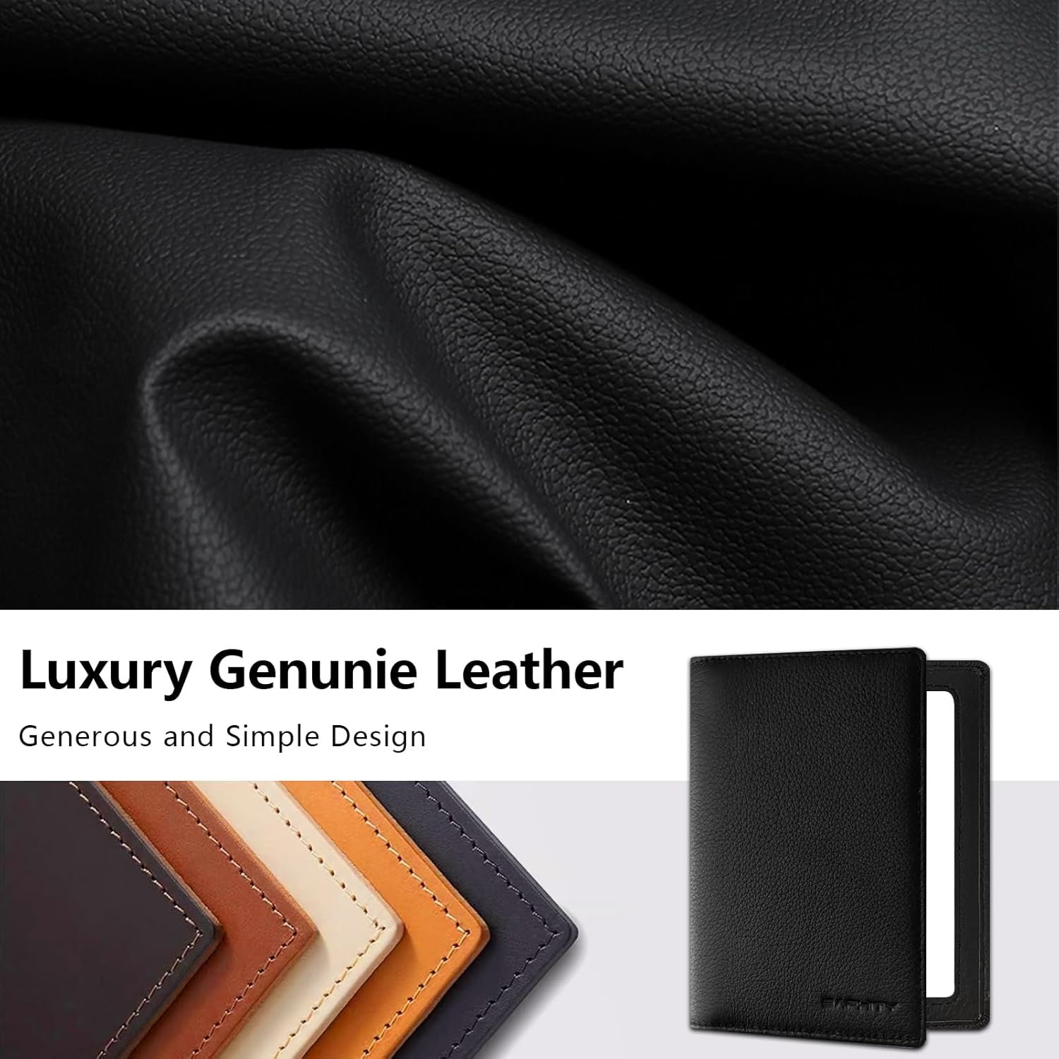 Genuine Leather Passport Holder Wallet Cover Gift for Women and Men-Gifts for Dad from Daughte-Travel Essentials Rfid Passport document Holder with Zipper Slot (Black) - Image 2