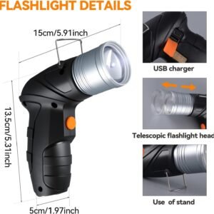 Horenom Handheld Spotlight with Adjustable Focus, 1000LM Rechargeable Spot Light Portable Flashlight with Foldable Stand for Emergencies, Camping, Night Walking