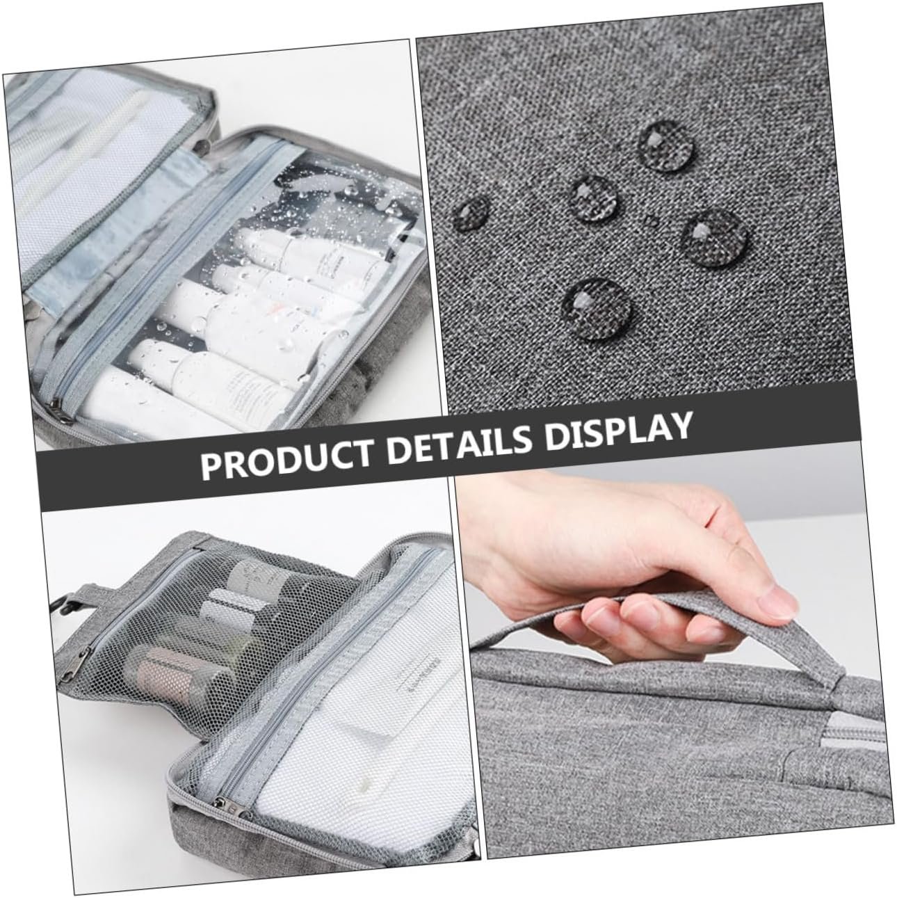 Healifty Hanging Travel Toiletry Bag Foldable Cosmetic Organizer with Transparent Wet Dry Compartment for Women Makeup Storage and Outdoor Gym Use - Image 5