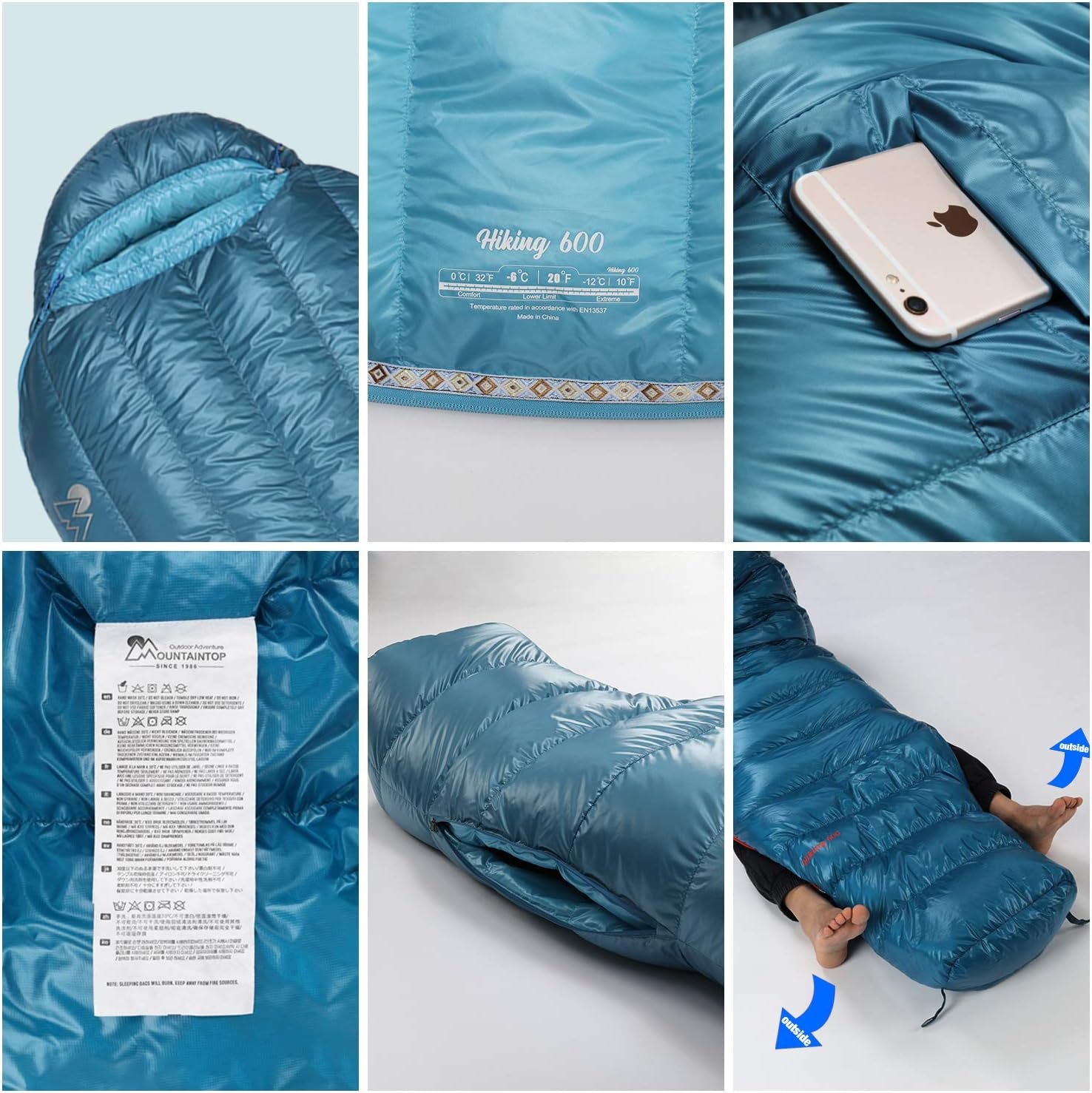 Mountaintop Ultralight Mummy Down Sleeping Bag 650 Fill Power Duck Down Suits for 32 Degree F for Camping Hiking Backpacking - Image 4