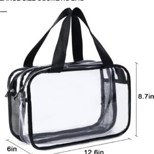 Auseibeely Clear Toiletry Bag for Women Men, Portable Large Travel Makeup Bag, Waterproof & Draining Transparent Cosmetic Bag, Carry On Airport Airline Compliant Bag