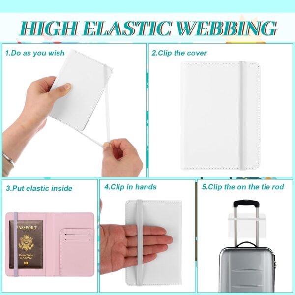 6 Pack Sublimation Passport Holder Covers PU Leather Heat Transfer Card Travel Wallet DIY Blank Holder Cover for Passport Business Credit Cards Boarding Passes (Pink+Gray) - Image 5