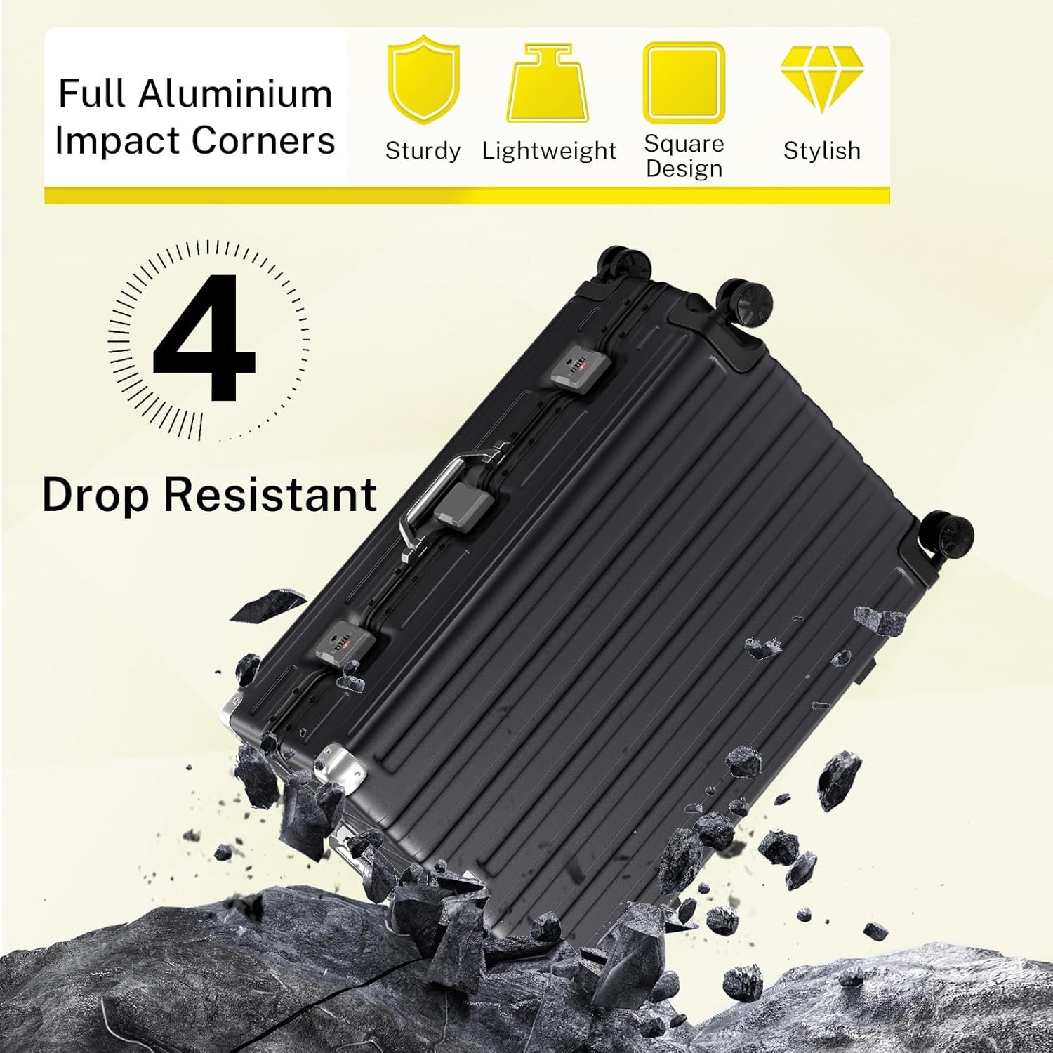 Krute Carry On Luggage 20 inch Aluminum Frame Suitcase with Spinner Wheels No Zipper Hardshell PC+ABS Luggages TSA Lock Zipperless Suitcases - Image 8