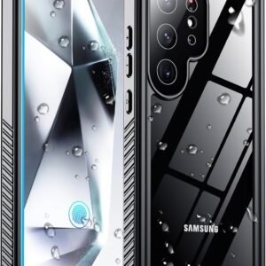 Temdan for Samsung Galaxy S24 Ultra Case,Waterproof Built-in Lens & Screen Protector[Full Body Shockproof][12 FT Military Drop Proof][Dustproof][IP68 Underwater] Case for S24 Ultra 5G 6.8”-Blue/Clear