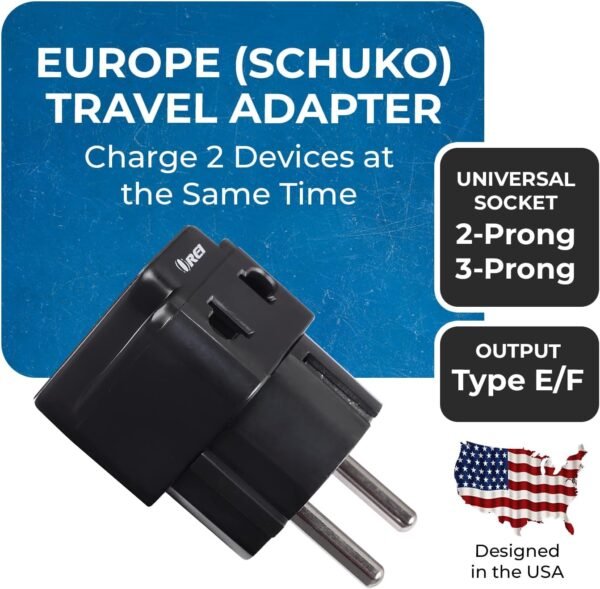 OREI European Adapter Plug, Travel Adaptor for Europe Schuko Countries 2 in 1, for Germany France Iceland Netherlands Russa Greece Spain - Safe Grounded Connection - Universal Socket - 4 Pack - Image 2