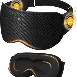 3D Contoured Sleep Mask with Bluetooth Headphones, Eye Masks for Sleep, Sleeping Headphones, Sleeping Mask with Ultra-Thin Stereo Speakers for Men, Women, Tech Gifts – Black