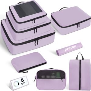 Packing Cubes for Travel | 8 Set Purple |Durable Luggage Organizer 4 Size(Extra Large, Large, Medium, Small),Comprehensive Cubes for Toiletry,Underwear, Shoe,Travel Essentials,Efficient Women Gifts