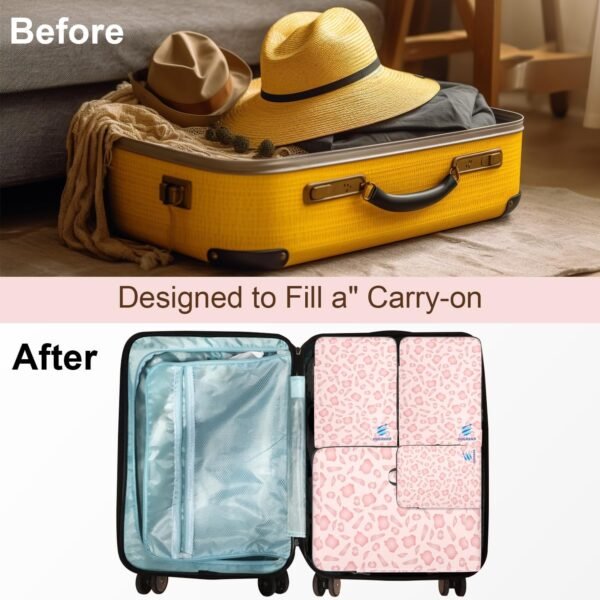 Compression Packing Cubes for Travel - 4 Set Expandable Luggage Packing Organizers Compression Packing Cubes for Carry-on Suitcases Travel Essentials Bags - Image 7