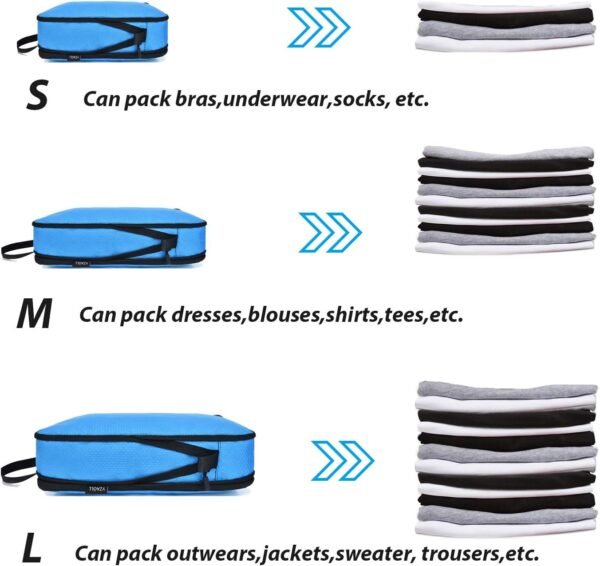 YZAOLL 3 Set/6 Set/7 Set Compression Packing Cubes Travel Accessories Expandable Packing Organizers,Travel Essentials for Carry on 3 Set Blue - Image 3