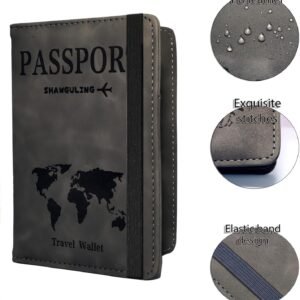 Passport Holder for Travel, RFID Blocking Passport Wallet, PU Leather Passport Cover Case for Women and Men – Black