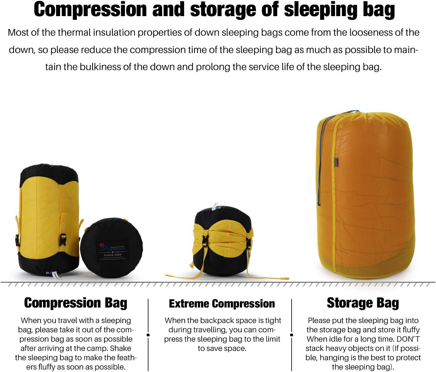 Mountaintop Ultralight Mummy Down Sleeping Bag 650 Fill Power Duck Down Suits for 32 Degree F for Camping Hiking Backpacking - Image 6