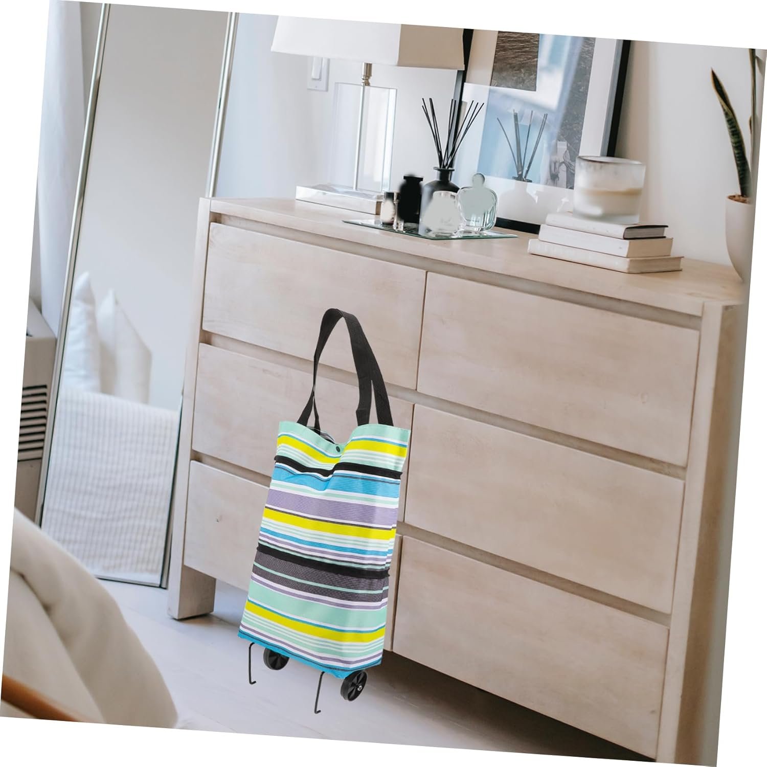 Large Capacity Foldable Grocery Shopping Bag Trolley with Adjustable Handles and Smooth Wheels Portable Reusable Market Cart for Groceries and Daily Shopping - Image 4