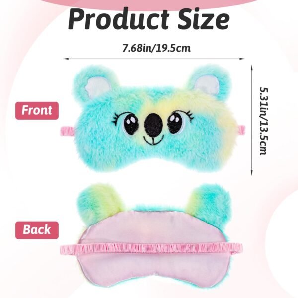 2 Pcs Sleep Mask Soft Plush Blindfold Cute Rabbit Panda Koala EyeCover Soft Eye Blindfold Cover Animal Shade Night Eye Masks for Women Girls Home Travel (Colorful) - Image 2