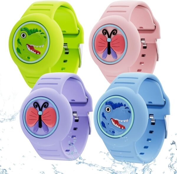 for Airtag Bracelets for Kids Waterproof - (4 Pack) Soft Silicone Air Tag Hidden Wristband, Lightweight GPS Tracker Compatible with Apple AirTag Watch Band for Child Cartoon