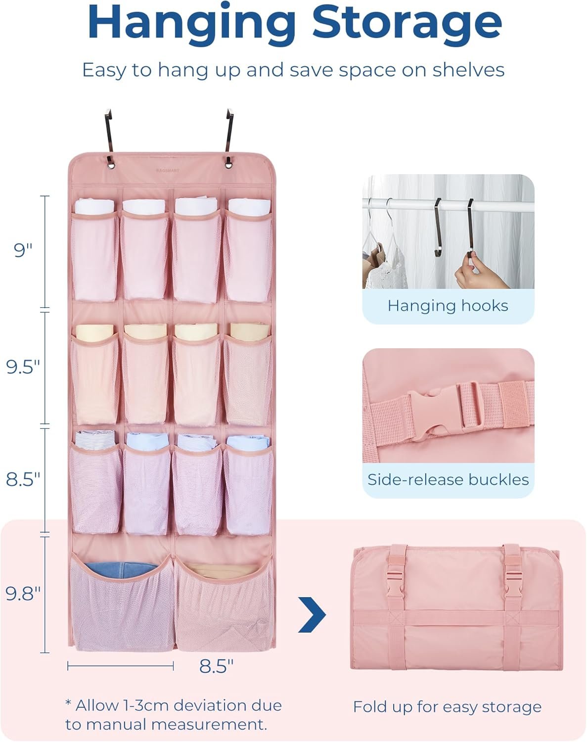 BAGSMART Hanging Compression Packing Cubes, 6 Set Large Suitcase Organizer Bags Set, Cruise Travel Essentials for Women - Image 2