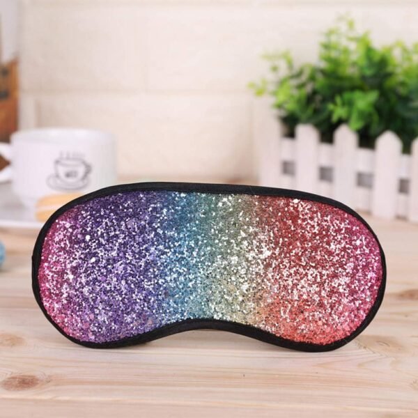 Glitter Rainbow Sequin Sleeping Eye Mask Cover Cute Blindfold Soft Silky Sleep Aid Eyeshade for Women Girls Kids Traveling - Image 2