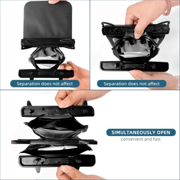 Waterproof Phone Pouch Double Pocket, Floating IPX8 8.5 inch Waterproof Phone Case for Beach Vacation Essentials for Compatible iPhone 16 15 14 Pro Max Galaxy S25 S24 Ultra Phone Pouch Black - Image 8