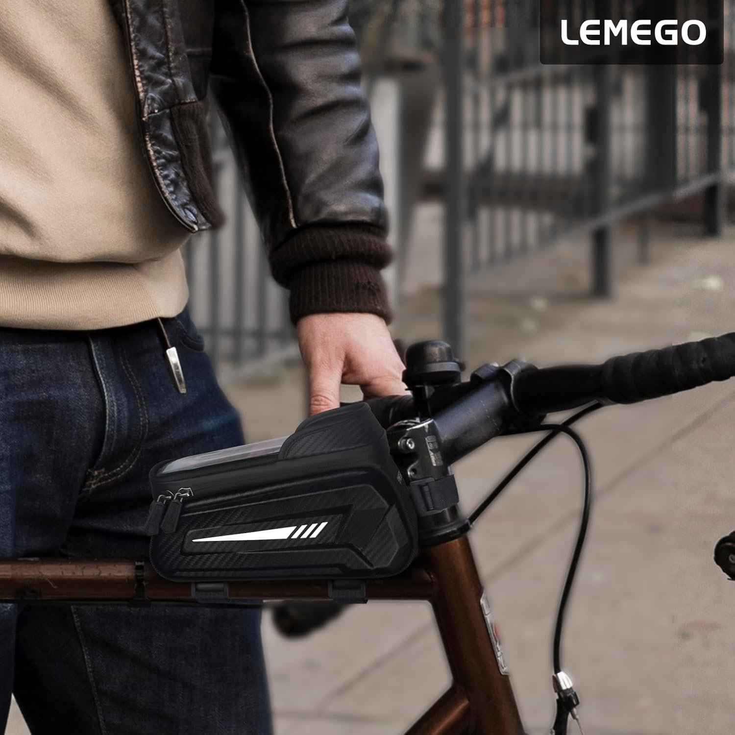 Bicycle Frame Bag Waterproof Handlebar Bag for Smartphones up to 7 Inch Mobile Phone Case Top Tube Bag with TPU Sensitive Touchscreen for Mountain Bikes, Road Bikes, Ebikes - Image 7