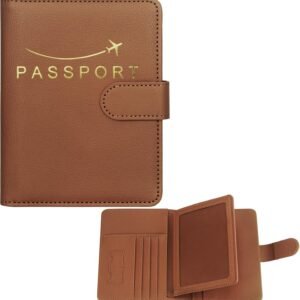 Passport Holder Pu Leather Travel Passport Wallet, RFID Waterproof Passport Cover Wallets Vacation Essentials, Passport Holder Family Travel Wallets For Men And Women (Brown)