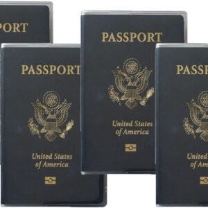 Set of 4 Heavy Duty Clear Vinyl Plastic Passport Cover Holder Travel Made in USA