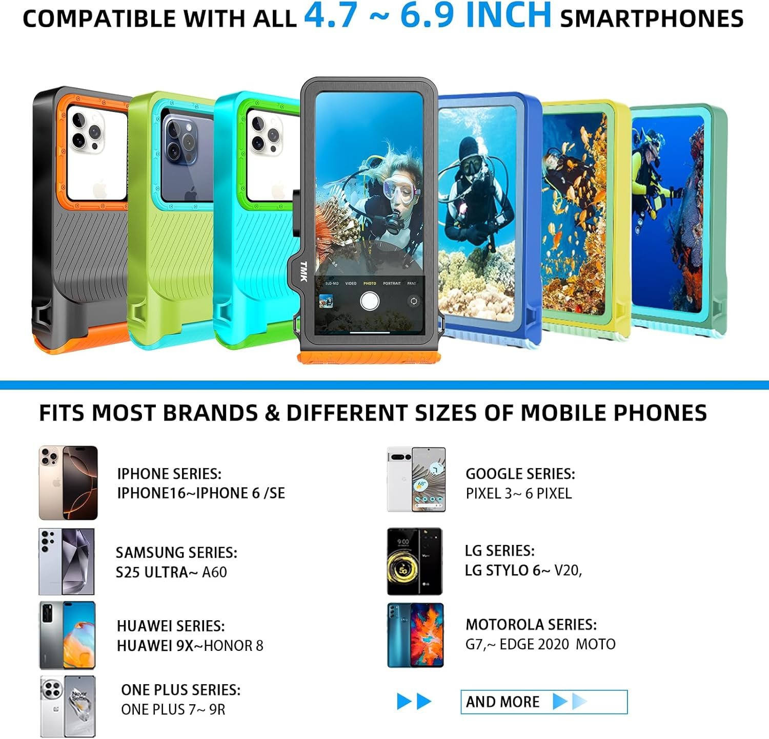 Professional Diving Waterproof Phone Case, Outdoor Swimming Snorkeling Surfing Underwater Touch Screen Photo Video Housing for iPhone 16 Pro Max Samsung S25 Ultra No More Than 6.9 Inch Smartphones - Image 2