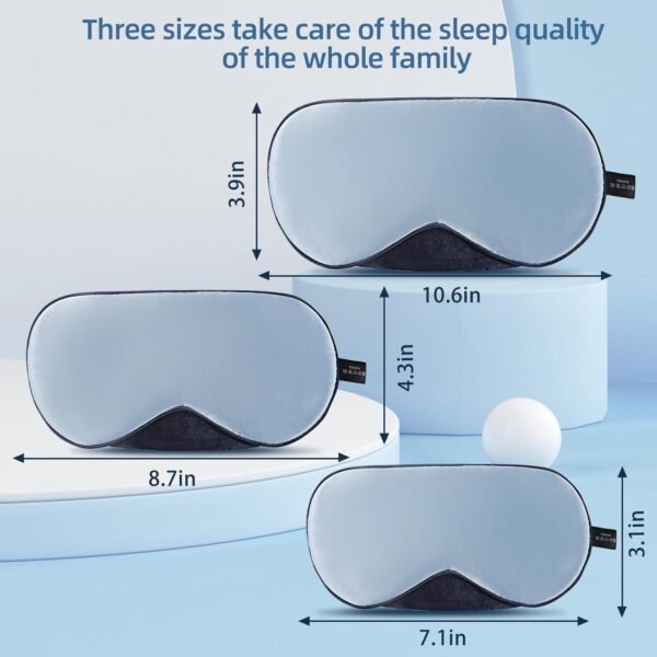 Sleep Mask, 1 Pack 100% Real Natural Pure Silk Eye Masks with Elastic Adjusting Strap, Mulberry Silk Eye Sleep Shade Cover for 3 Sizes (Blue, Small 7.1''x3.1'') - Image 2