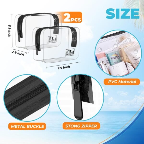 EASYFUN Toiletry Bag 2pcs TSA Approved Travel Clear Toiletry Bag for Men and Women Travel Accessories Quart Size Toiletries Cosmetic Pouch Makeup Bags - Image 3