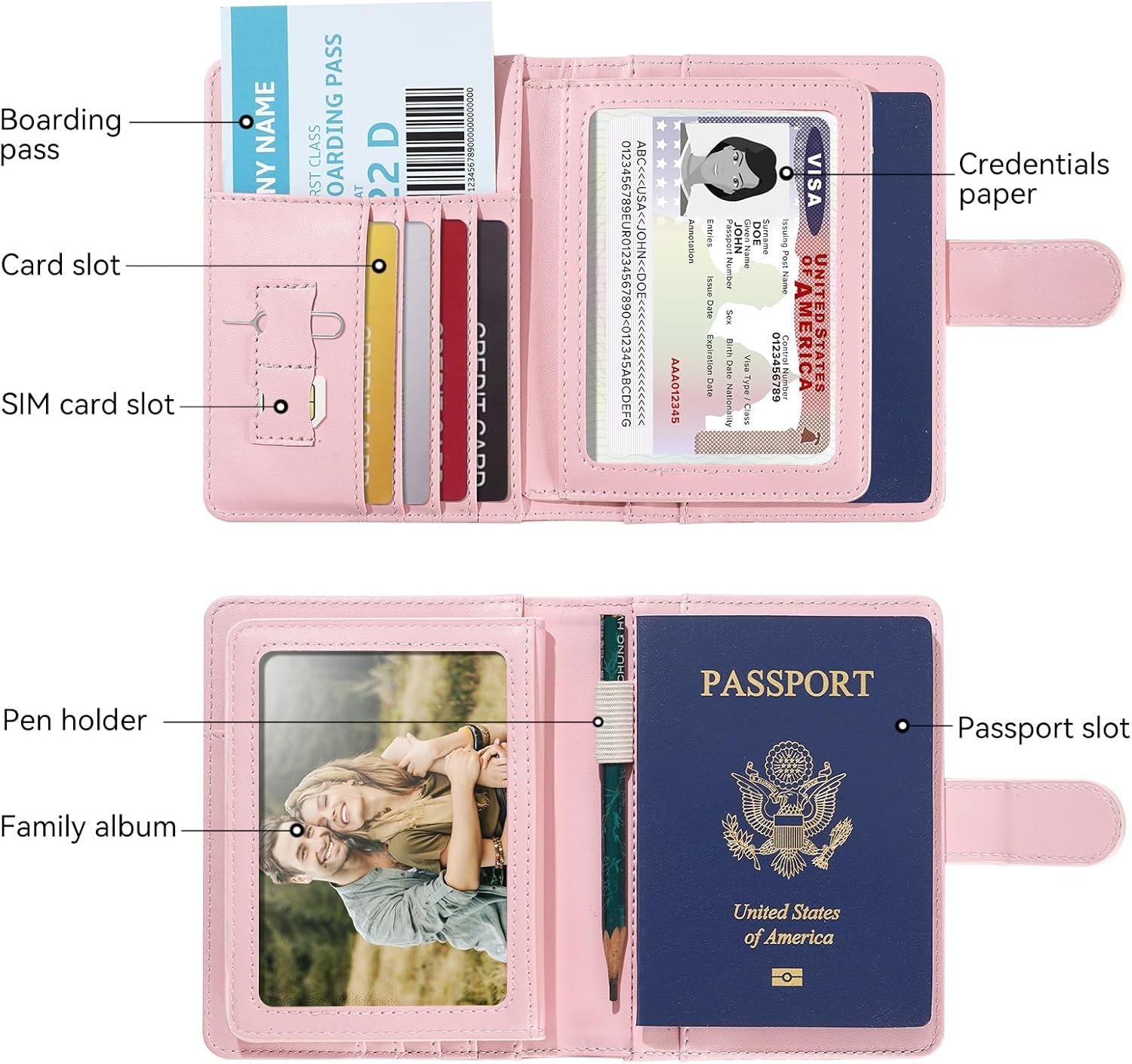 passport holder, passport cover, vaccine card holder, waterproof leather travel wallet with rfid blocking for men/women - Image 5