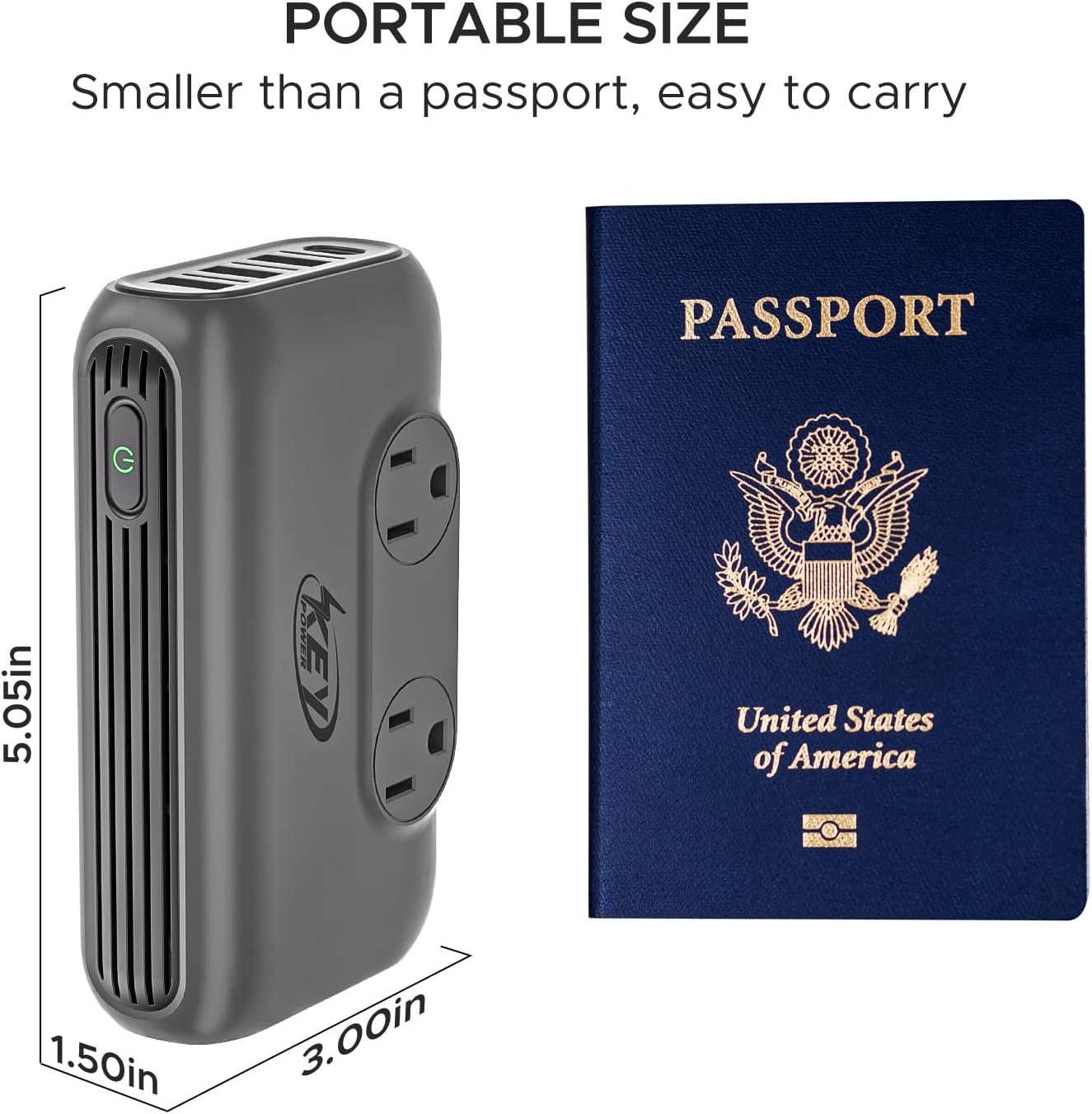 220V to 110V Converter, Key Power 230-Watt Step Down Voltage Converter & Power Converter, International Travel Power Adapter with USB C Port 18W. - Image 5