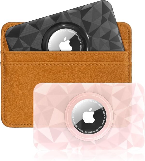 2-Pack Ultra-Thin Airtag Wallet Holders, Sleek and Compact Card Cases Designed Specifically for Apple Air Tag, Ideal for Use in Purses, Handbags, Backpacks, Wallets, and Clutch Bags