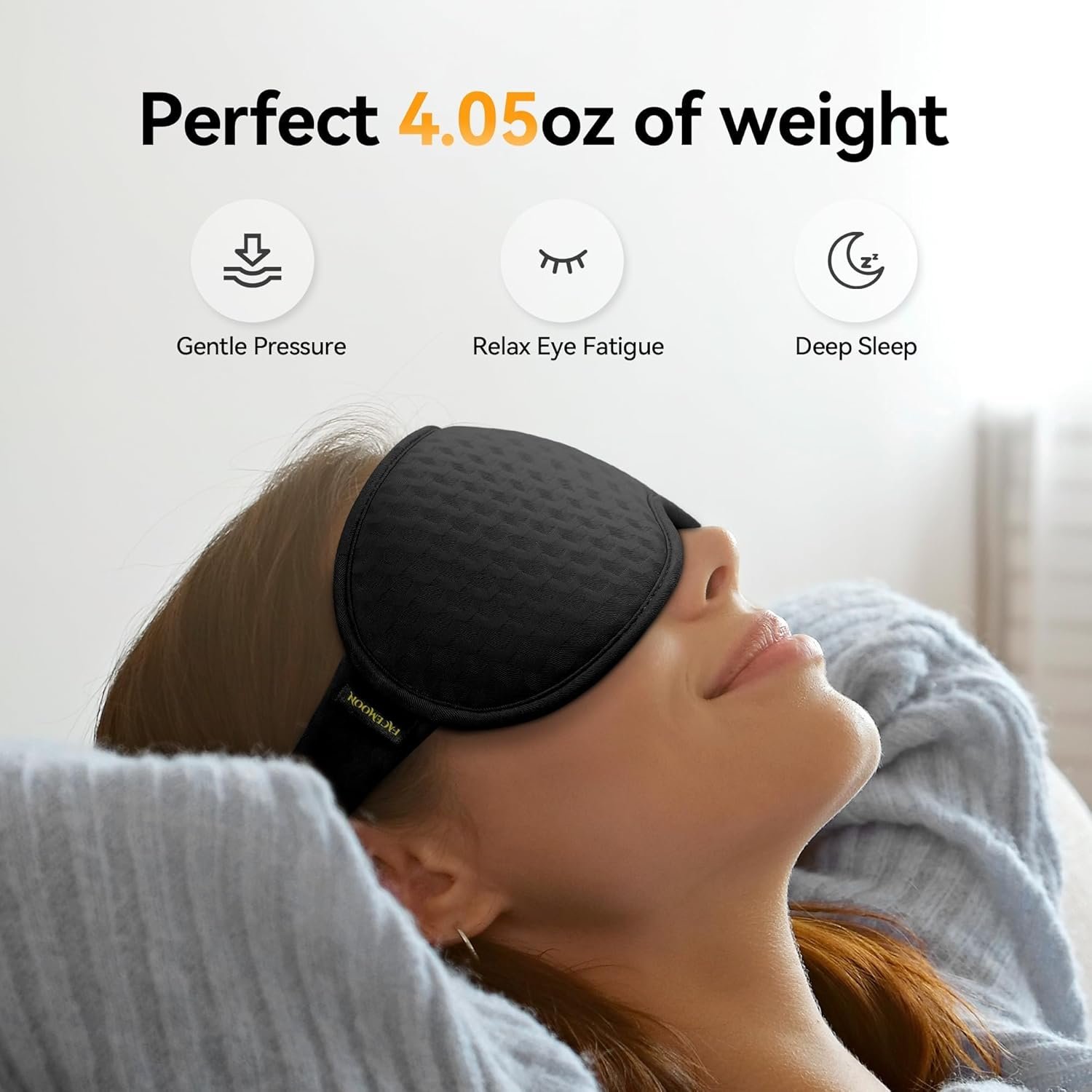 Blackout Sleep Mask: Weighted Eye mask for Deep Sleep - 3D Contoured Zero Pressure and Eyelash Free - Airplane Travel Nap Night Sleep Eye Cover - Adjustable Ear-Friendly Breathable Comfortable Black - Image 2