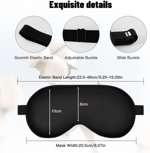 Sleep Mask, Silk Eye Mask for Sleeping with Adjustable Strap, Satin Blackout Sleeping Eye Mask for Men&Women, Comfortable Blindfold Eyeshade for Night Sleep(Black) - Image 4